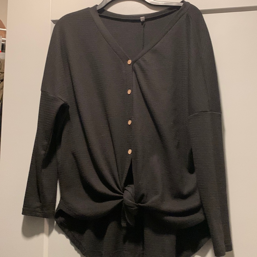 Waffle knit Henley